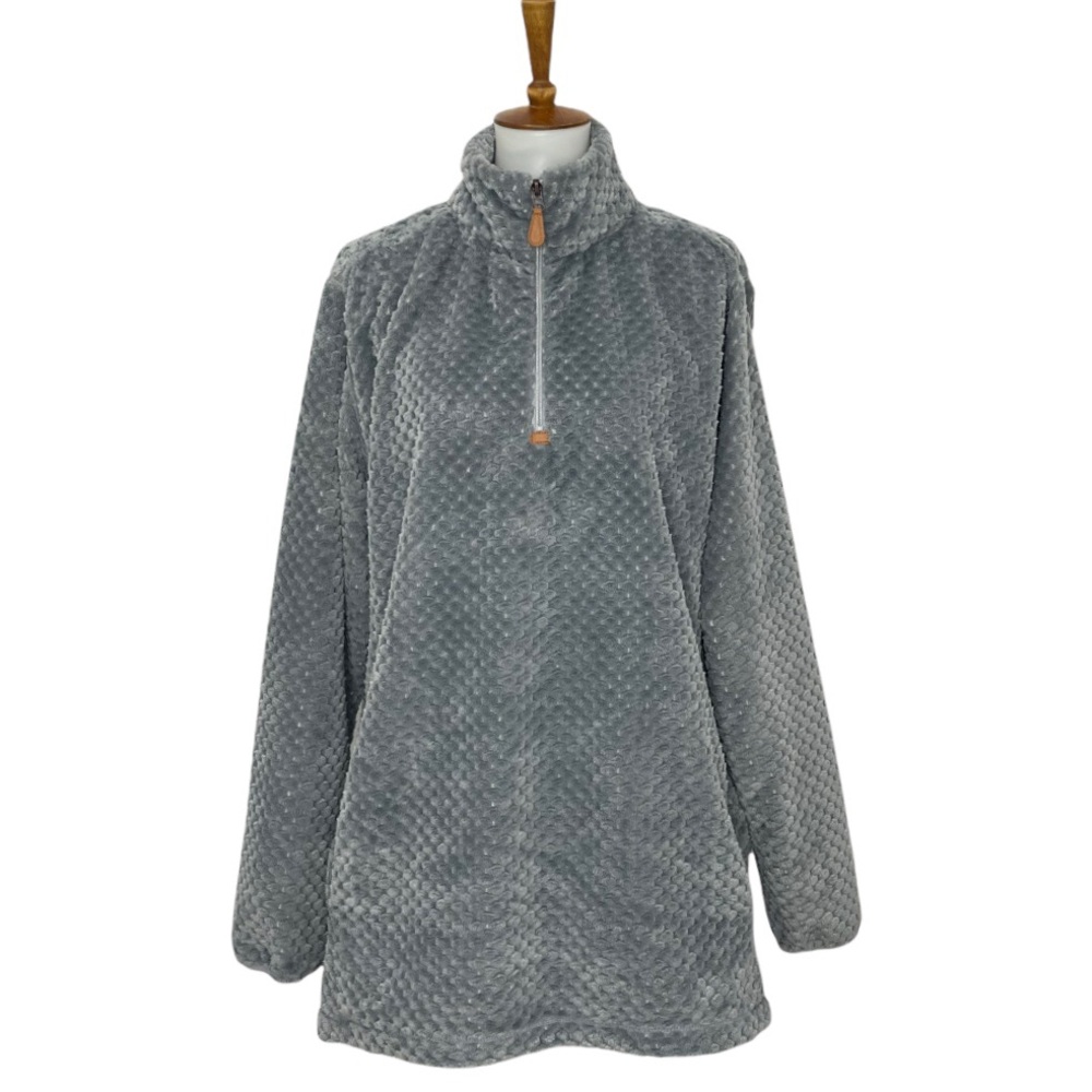 Heathmoor Pullover 1/2 Zip Popcorn Texture Top Grey Size XL